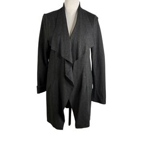 Cabi Open Front "Take Charge" Charcoal Gray Waterfall Cardigan Women's Size Med